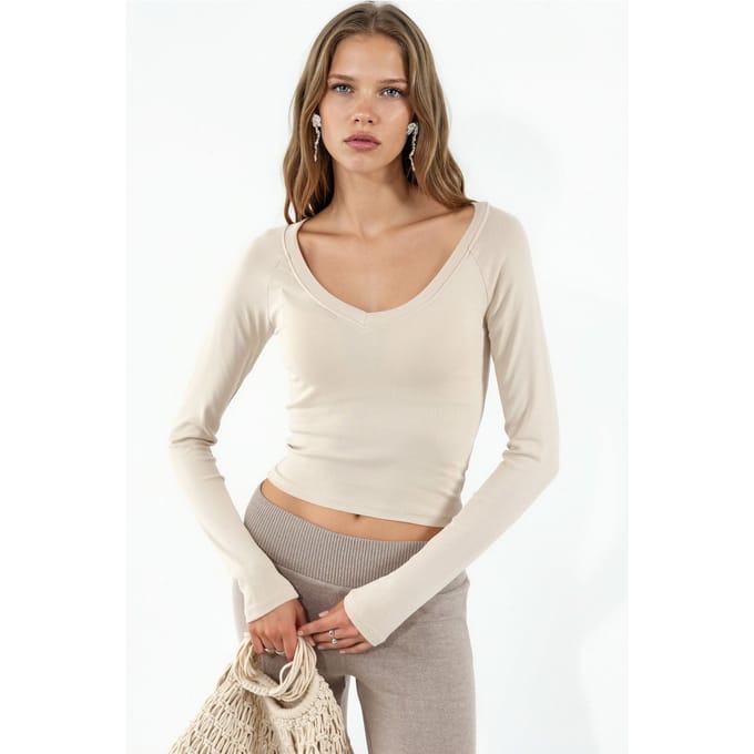V-hals Lange Mouw Aangesloten Blouse