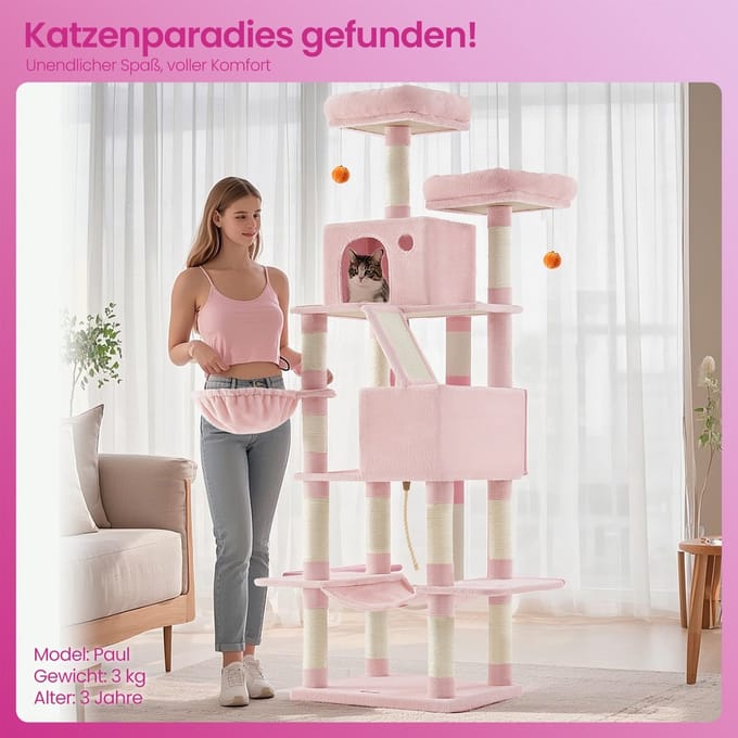 Krabpaal – 206 cm Hoog – Met 13 Krabpalen – Compleet Krabparadijs