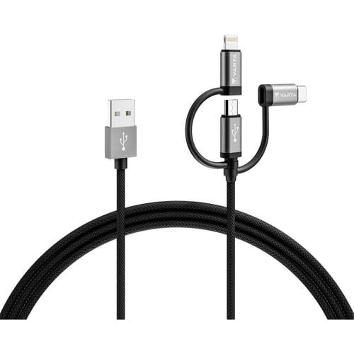 Varta 57937101111 USB-kabel USB-A stekker, USB-micro-B stekker, USB-C stekker, Apple Lightning stekker 2.00 m Meerdere kleuren