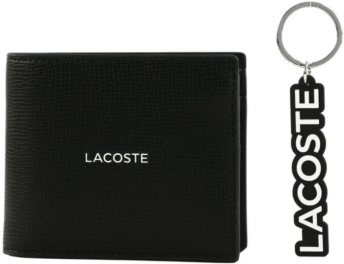 LACOSTE portemonnee sleutelhanger Billfold Key Ring Box Noir zwart