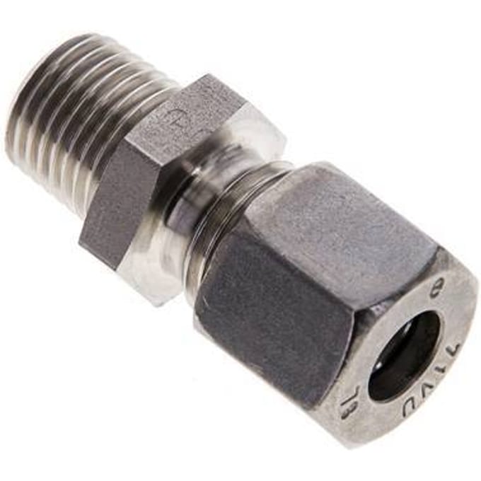 8L & R1/4'' RVS Rechte Knelfitting Buitendraad 315bar ISO 8434-1