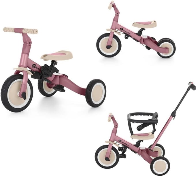 Multifunctionele Driewieler - Loopfiets Glijauto - Kind Ontwikkeling - 5-in-1 Modellen - 67 cm Lengte - Roze