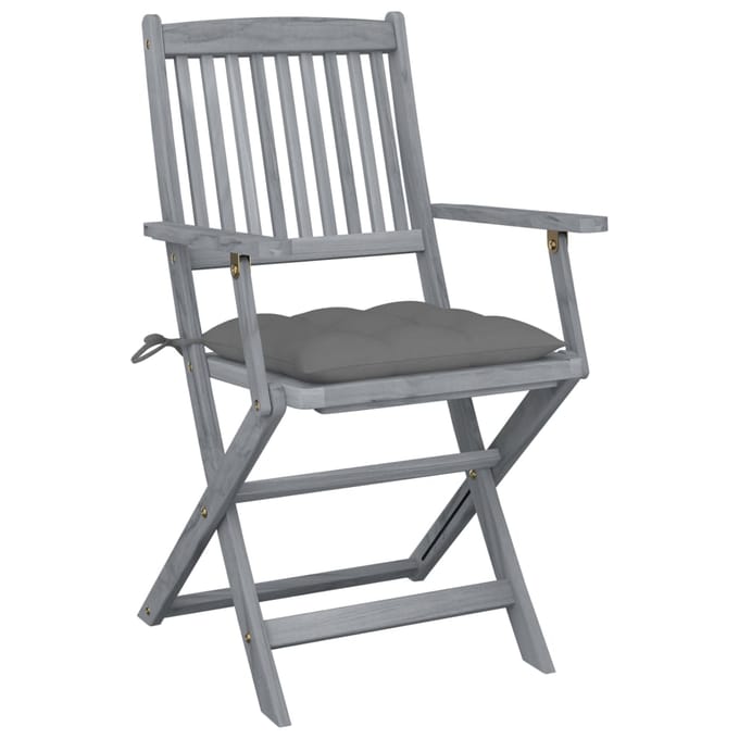 vidaXL - Inklapbare - stoelen - 6 - st - met - kussens - massief - acaciahout