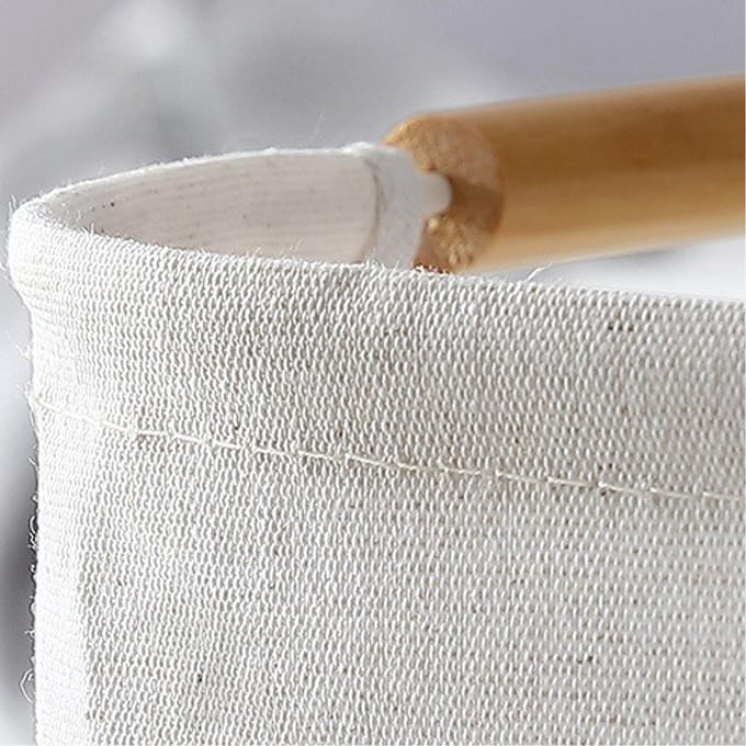 Grote Wasmand Waterdicht Opvouwbare Wasmand met Houten Handvat voor Huishouden Small white