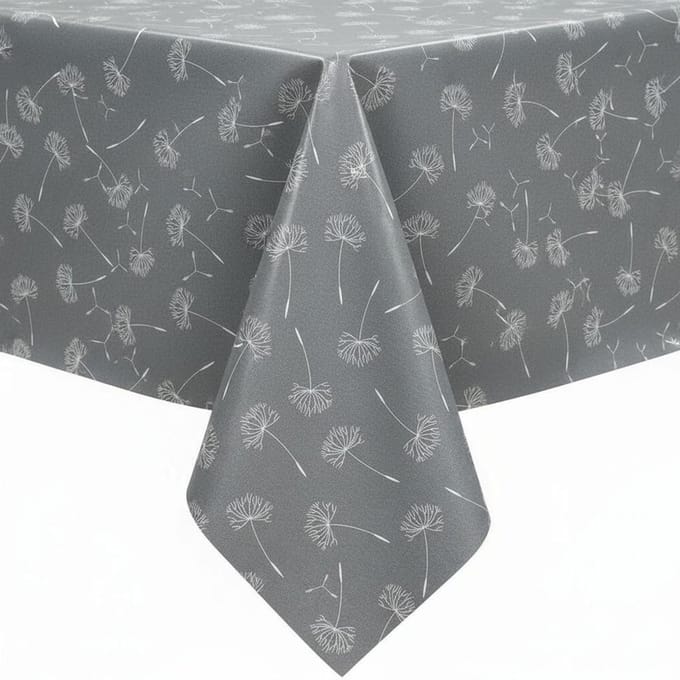 Protecttable - Tafelzeil Pluizenbloem Grijs 140x250cm - Tafelkleed Afwasbaar - Kunststof