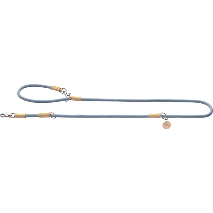 HUNTER Verstelbare hondenriem Malia, duifblauw/beige 200cm lang, 10mm breed