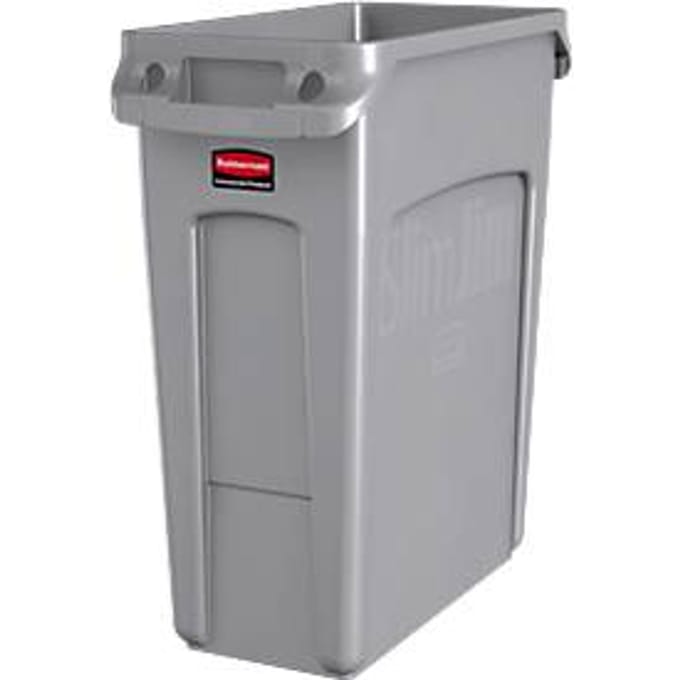 Afvalbak Rubbermaid Slim Jim Vented met luchtsleuven 60liter grijs