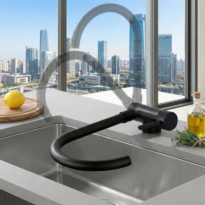 Zwarte Keukenkraan 360° Draaibaar - Flexibele Uitloop - RVS - Modern Design Mengkraan keuken