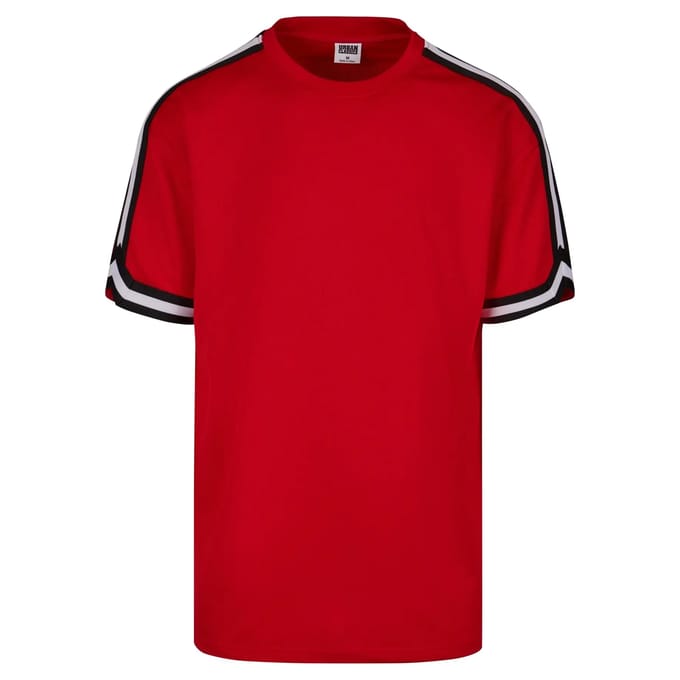 Urban Classics - Oversized Stripes Mesh Heren T-shirt - M - Rood