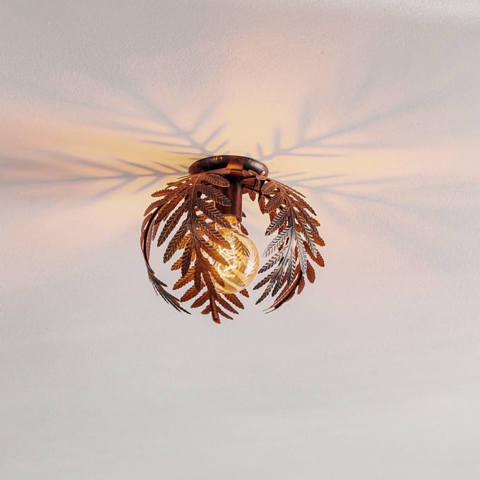 ONLI Plafondlamp Felce als varen in brons, Ø 27 cm