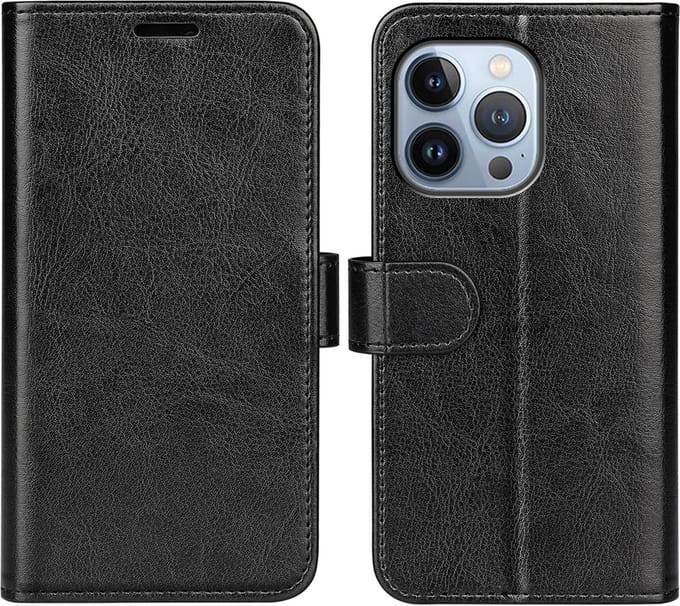 MobyDefend Hoesje - Geschikt voor iPhone 14 Pro Max - Wallet Book Case (Sluiting Achterkant) - Zwart