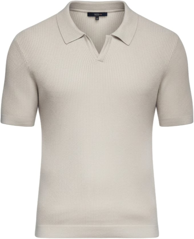 OMBRE Polo - Slim Fit - Viscose - Korte Mouw Lichtgrijs S