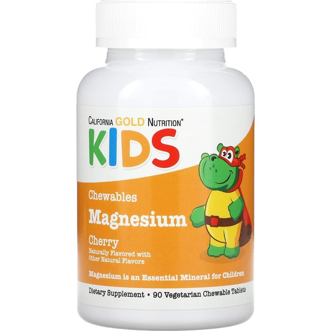 California Gold Nutrition, Kauwbaar Magnesium voor Kinderen, Kersensmaak, 90 Veggie Tabletten
