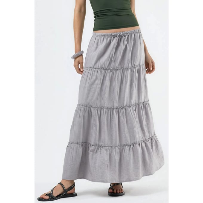 Hoge Taille Textuur A-Lijn Maxi Rok