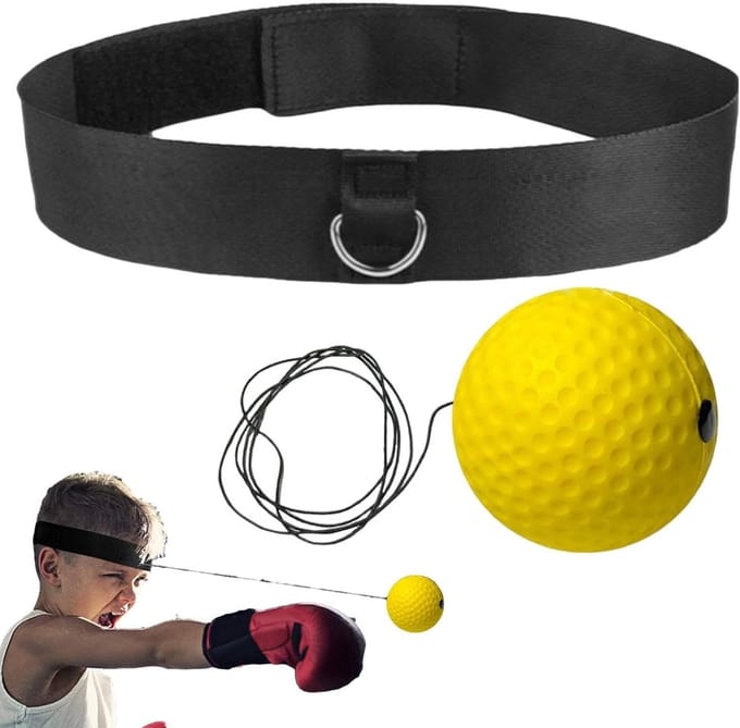 Boksen Bal Set - Reflex Bal - Coördinatie Verbeteren - Compact Outdoor Training - N.v.t. - Geel