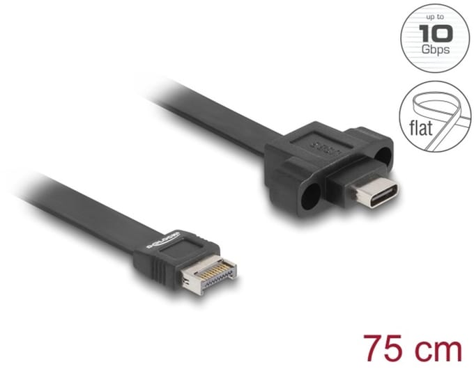 USB 10 Gbps Flat Cable Type-E Key A 20 pin male to USB Type-C™ female panel-mount 75 cm