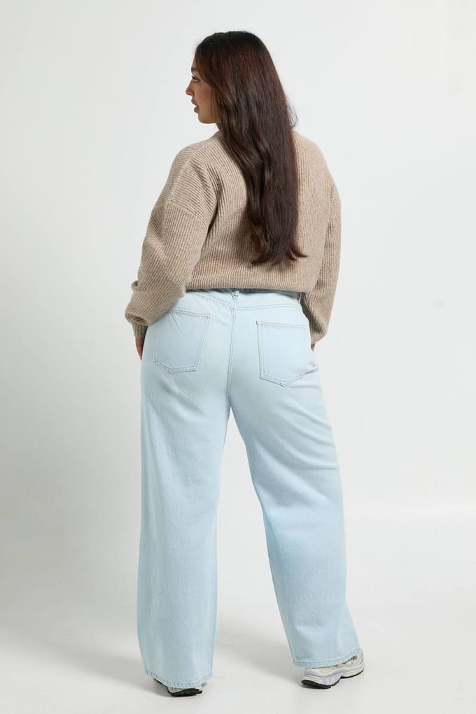 boohoo Dames Plus Basics Hoge Taille Rechte Pijp Jeans | Super Pale Wash | Maat: 20/30L
