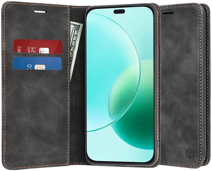 Hoesje geschikt voor HONOR 400 Lite - Techsuit Confy Book Wallet Case - Zwart