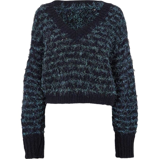 Boss Dames/Dames Metallic Thread Regular Sweater Top met lange mouwen (Zwart Gemengd)