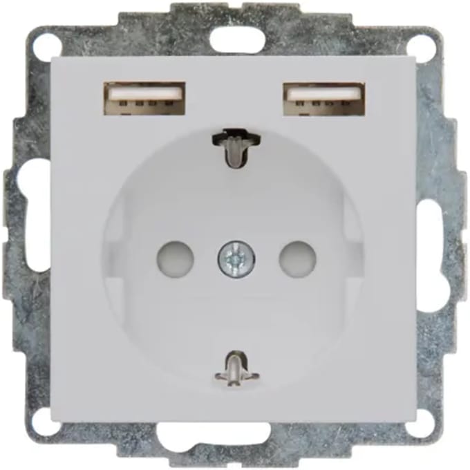 Kopp Inbouwstopcontact Athenis Randaarde 1-polig + 2 Usb Grijs Ip20