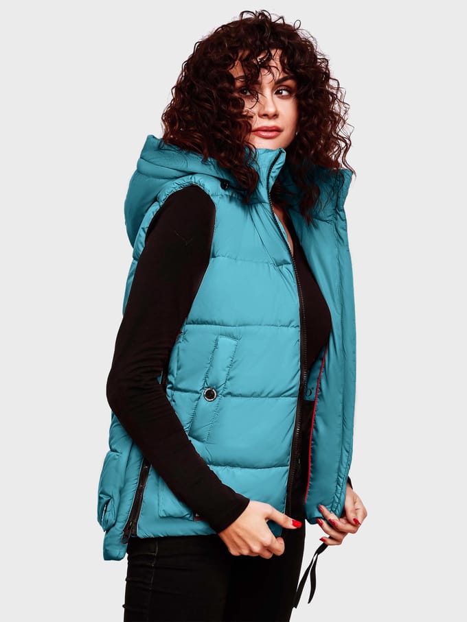 Marikoo dames gewatteerd vest – Zarinaa, licht met afneembare capuchon