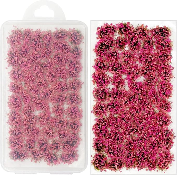 Roze Statisch Gras Toufts voor Modelbouw en Landschapsdecoratie