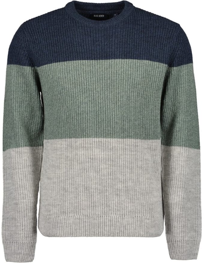 Blue Seven - Trui 376497 grijs streep ronde hals - maat XL