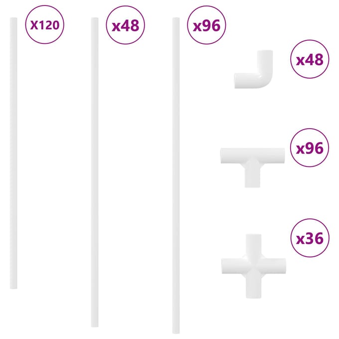 vidaXL - PVC - Pijp - 444 - st - Wit - 12,2 - x - 1,5 - x - 500 - mm - PP, - PE