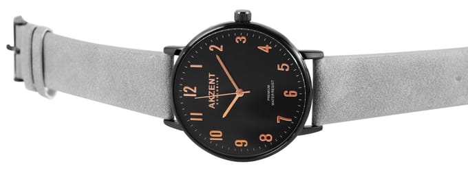AKZENT Herenhorloge imitatieleer Shamel, Mineralglas