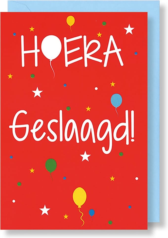 MGPcards - 6 Wenskaarten met gekleurde envelop - Geslaagd - Hoera - 11,5 x 17 cm