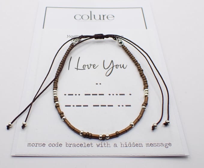 Colure® morse code armband bruin I Love You