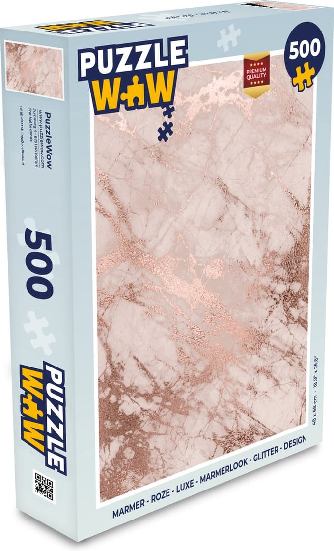 Puzzel Marmer - Roze - Luxe - Marmerlook - Glitter - Design - Legpuzzel - Puzzel 500 stukjes