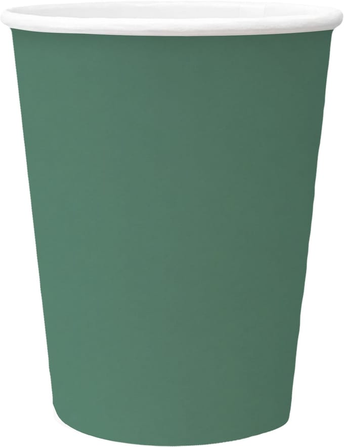 Papieren bekers donkergroen 250 ml – PAW decor – set van 8