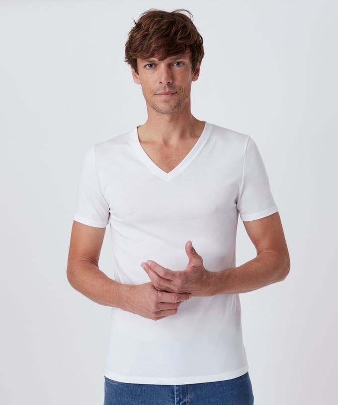 Damart - T-shirt tricot jersey Climatyl - Heren - Wit - M