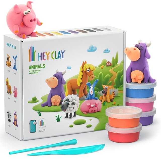 Hey Clay Boetseerklei Animals - 6 figuren