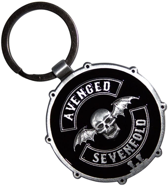 Avenged Sevenfold - Deathbat Crest Drum Double-Sided Sleutelhanger - Zwart/Zilverkleurig