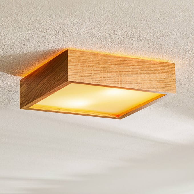 TEMAR LIGHTING Plafondlamp Quatro DR met houten frame, 30,5cm