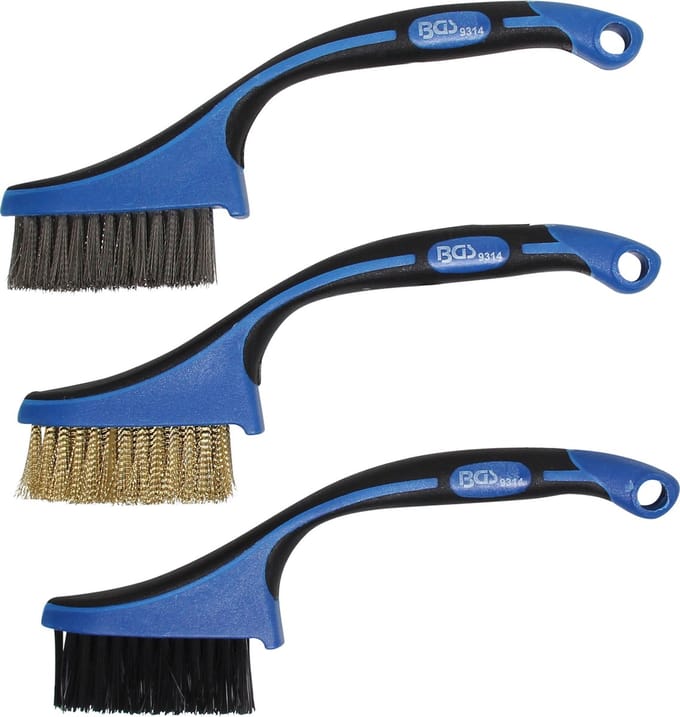 BGS borstelset | nylon, messing, rvs | 165 mm | 3-dlg 9314