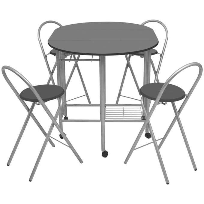 vidaXL - Eetkamerset - opvouwbaar - zwart - MDF - 5-dlg