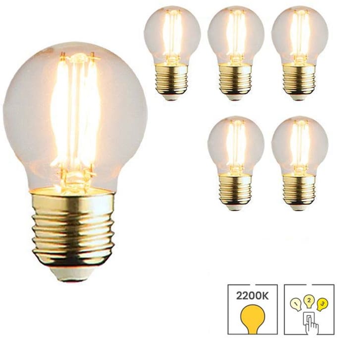 Lybardo - E27 LED Lamp - 3-pack - 3 staps Dimbaar - 4W - 2200K Extra Warmwit Licht