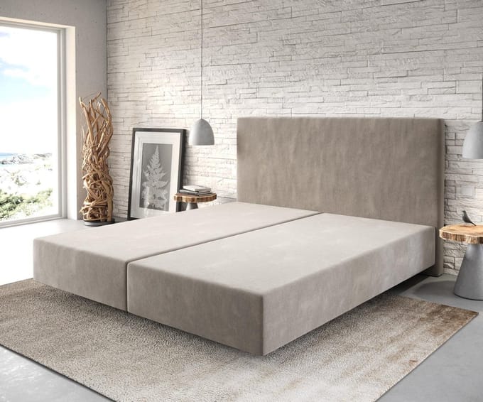Boxspring frame Dream-Well Beige 180x200 cm Mikrofaser Beddengoed