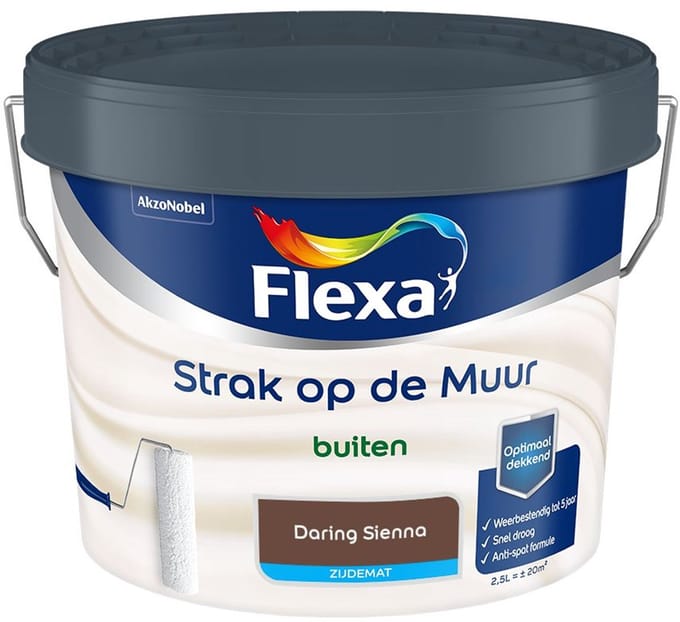 Flexa - Strak Op De Muur Buiten Zijdemat - Daring Sienna - Mengverf - 2,5 L