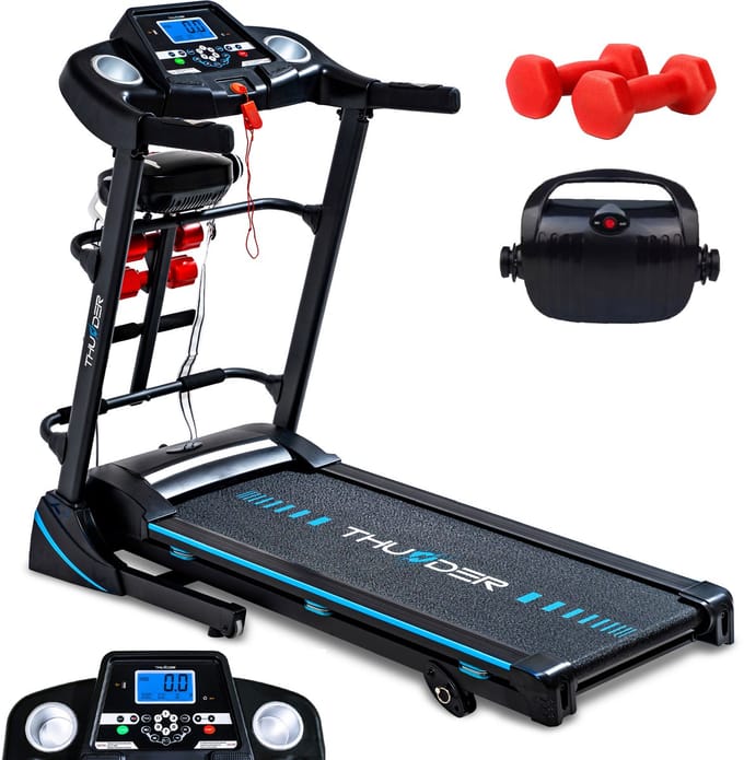 THUNDER Loopband - Opvouwbaar - 17 km/u - 3 hellingsniveaus - Met massageapparaat - THUNDER ICON-D-BLACK