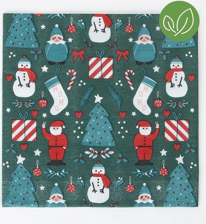 Servetten Kerst | 20 servetten | 3laags | Kerstman | HoHoHo
