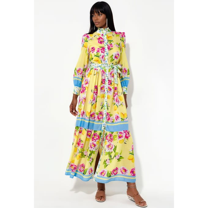 Florale Maxi Jurk met Ceintuur