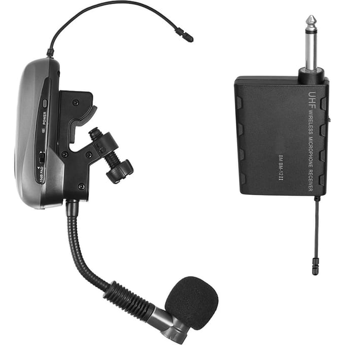 Baomic BM-12/V2 Professionele UHF draadloze instrumentmicrofoonsysteemontvanger en zender 16 without plug zwart