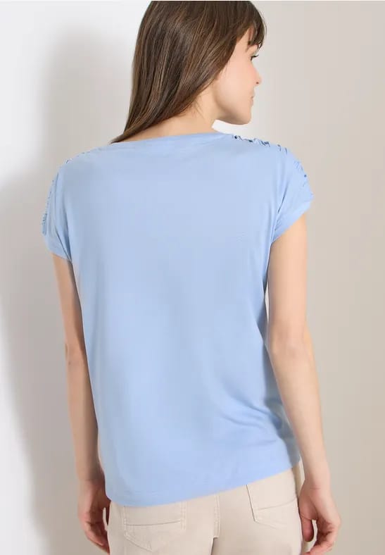 Shirt met korte mouwen en rimpels