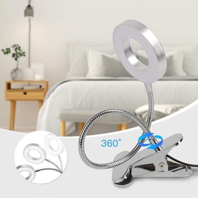 8W Lampe De Bureau À Pince 48 Led Flexible À 360°Lampe Lecture Clipsable 3 Modes D‘Éclairage &amp;10 Niveaux De Luminosité Lampe Burea zilver