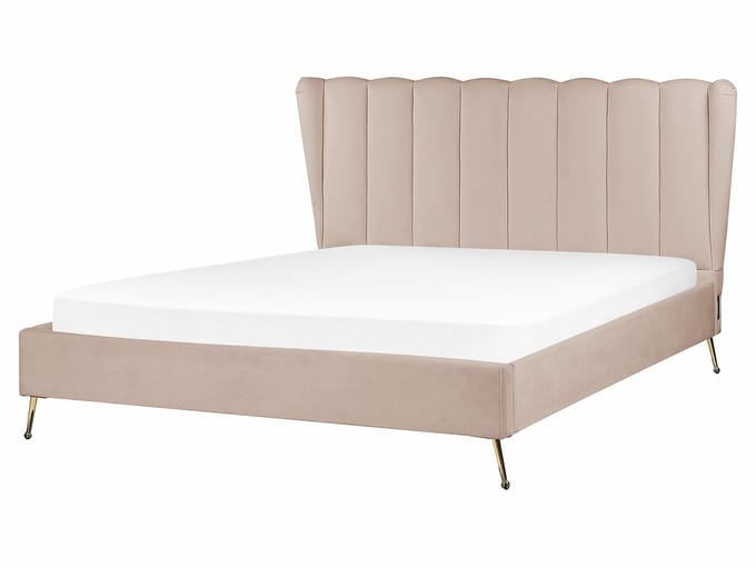MIRIBEL - Tweepersoonsbed - Taupe - 160x200 - Fluweel