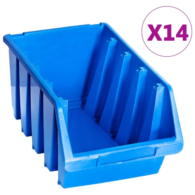 vidaXL - Stapelbakken - 14 - st - kunststof - blauw